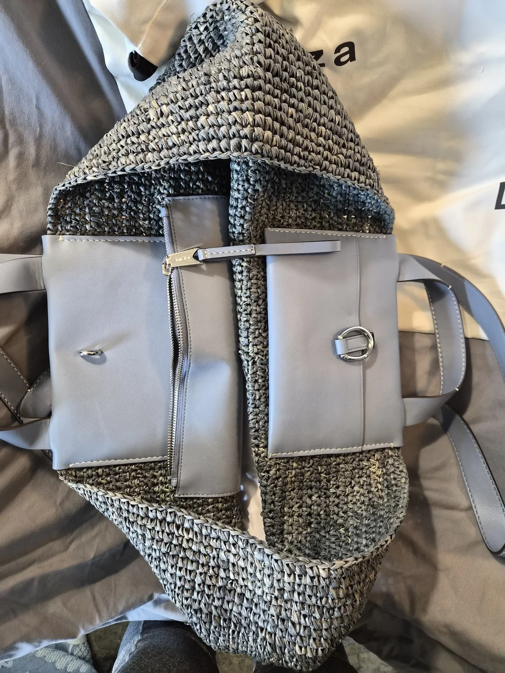 Proenza Schouler Blue Leather-Trim Woven Tote